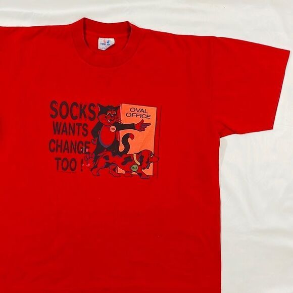 Vintage 90’s Bill Clinton & George Bush Parody Political Short Sleeve Tee - Picture 3 of 7